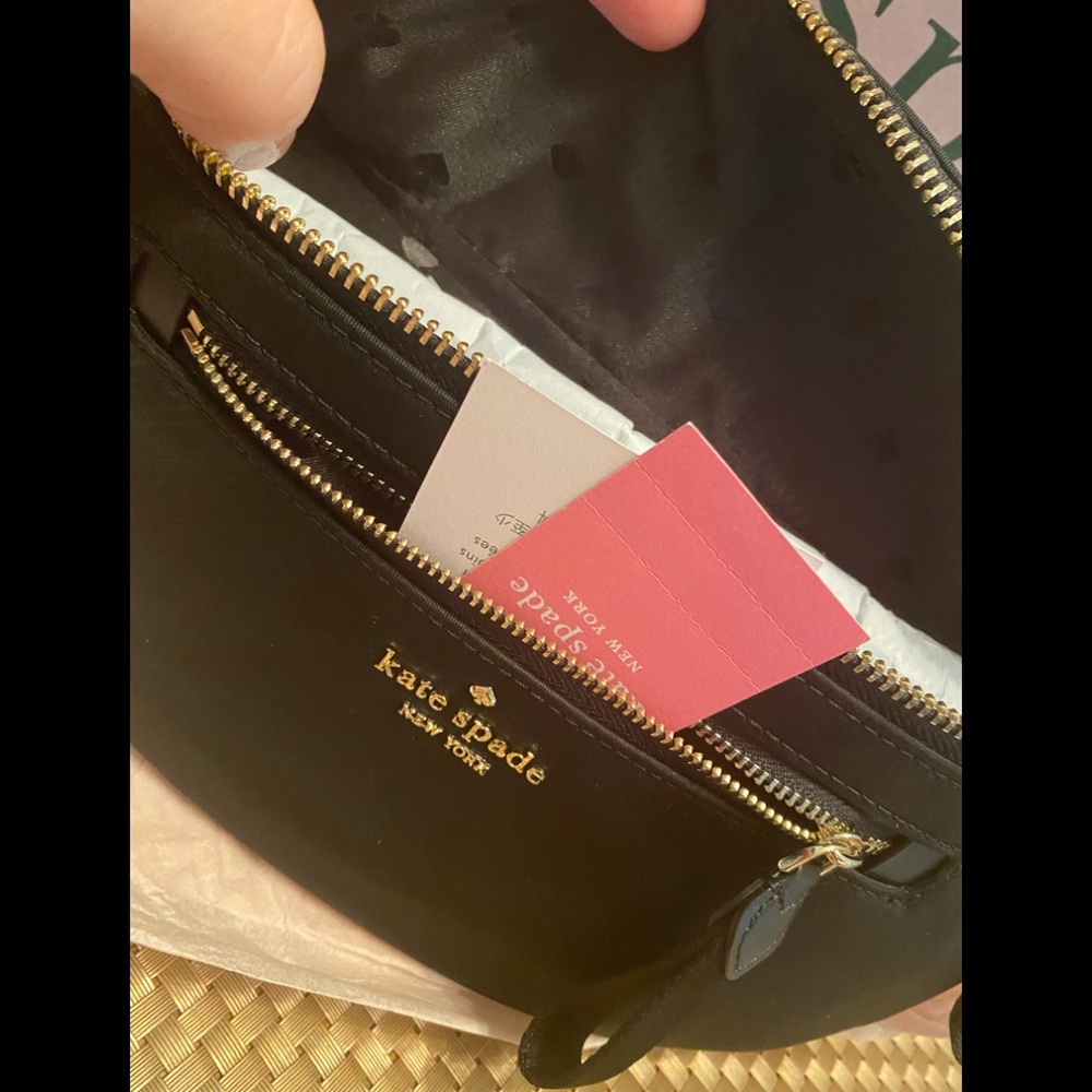 KATE SPADE NYLON “ the little belt bag BLACK LEATHER TRIM ORIGINAL $199